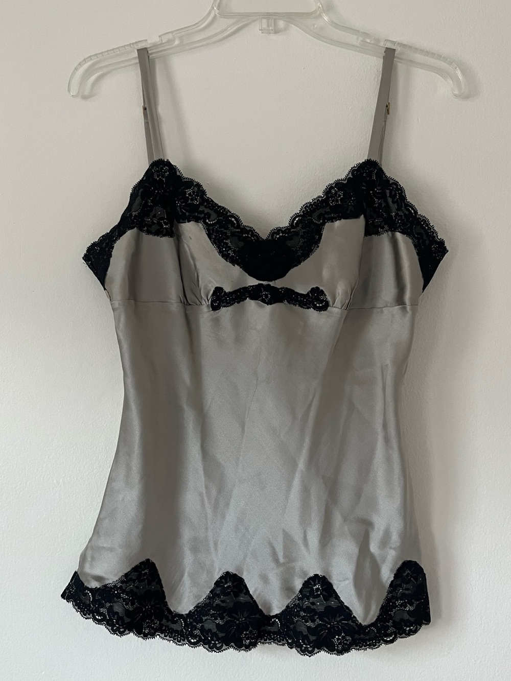 Y2K express design studio grey and black lace tank top